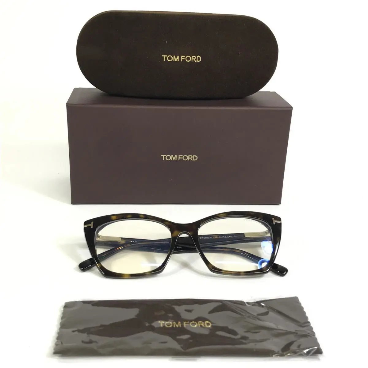 Tom Ford Eyeglasses Frames TF5709-B 052 Brown Tortoise Cat Eye 54-17-140