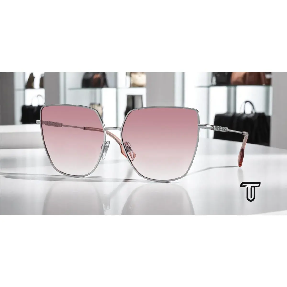 Burberry BE3143 10058D Alexis Silver Clear Grad Pink 61 mm Women`s Sunglasses