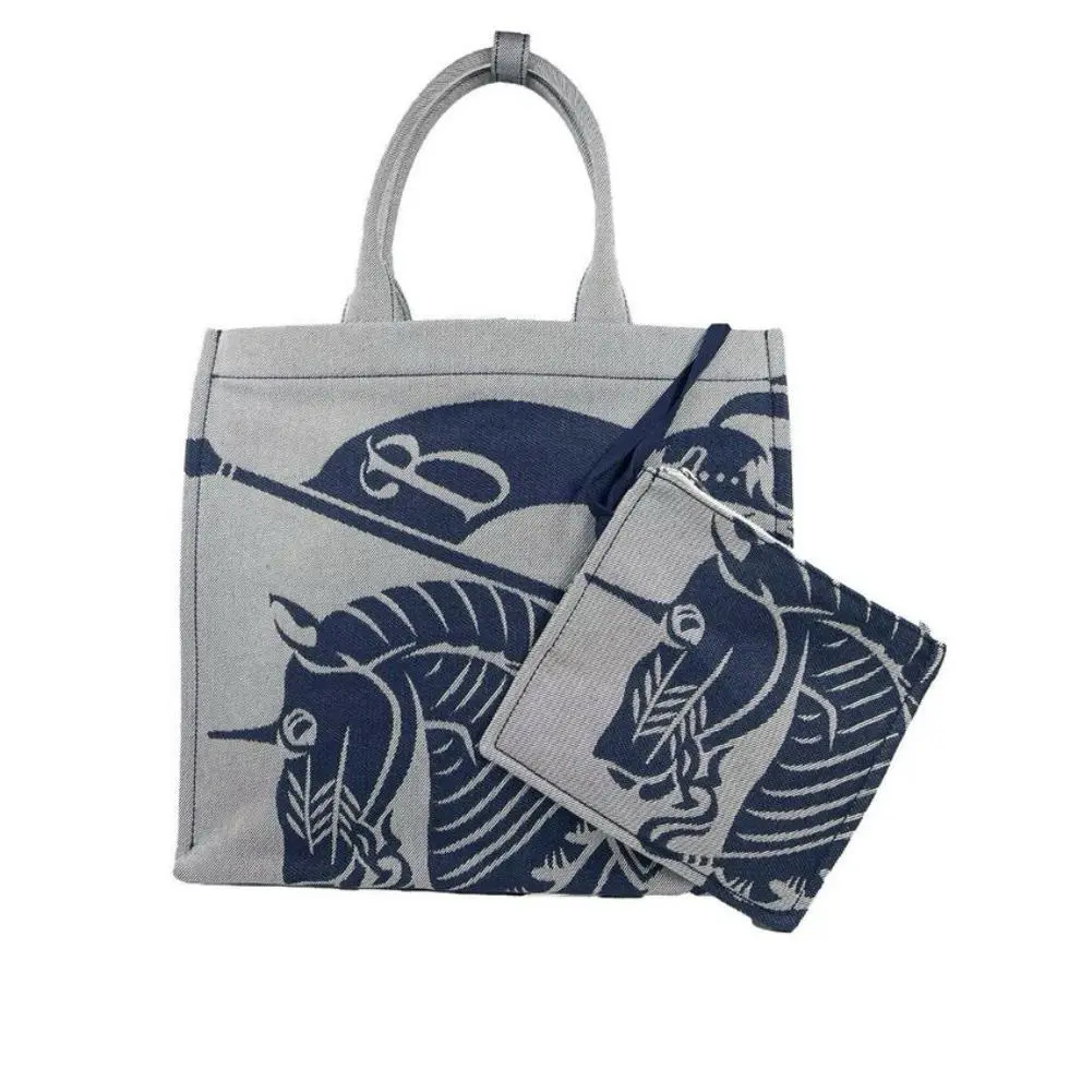 Burberry Unisex Knight Huge Canvas Ekd Square Tote Handbag Shoulder Bag