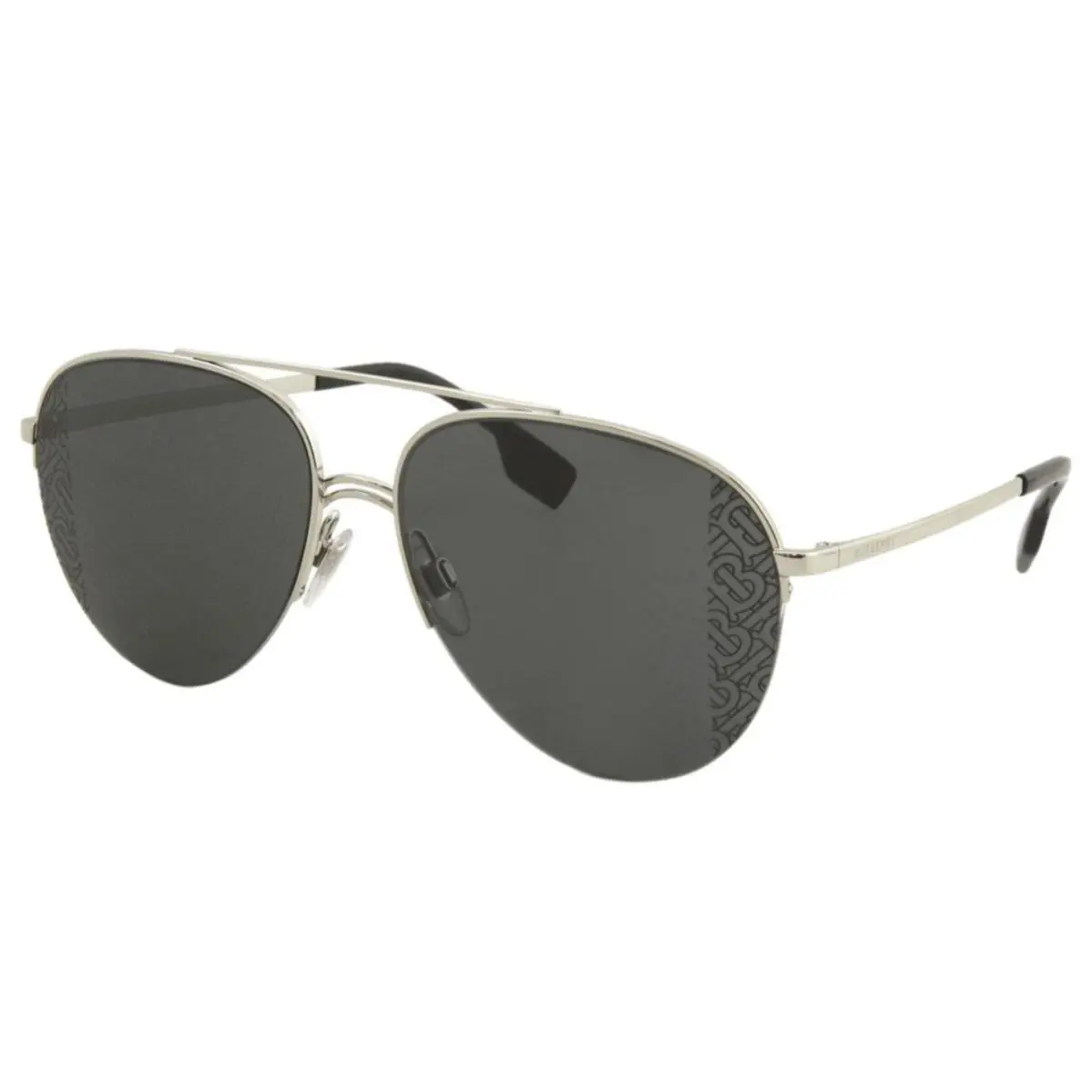 Burberry B3113 1005/87 59mm Silver Half-rim Aviator Sunglasses Italy Unisex
