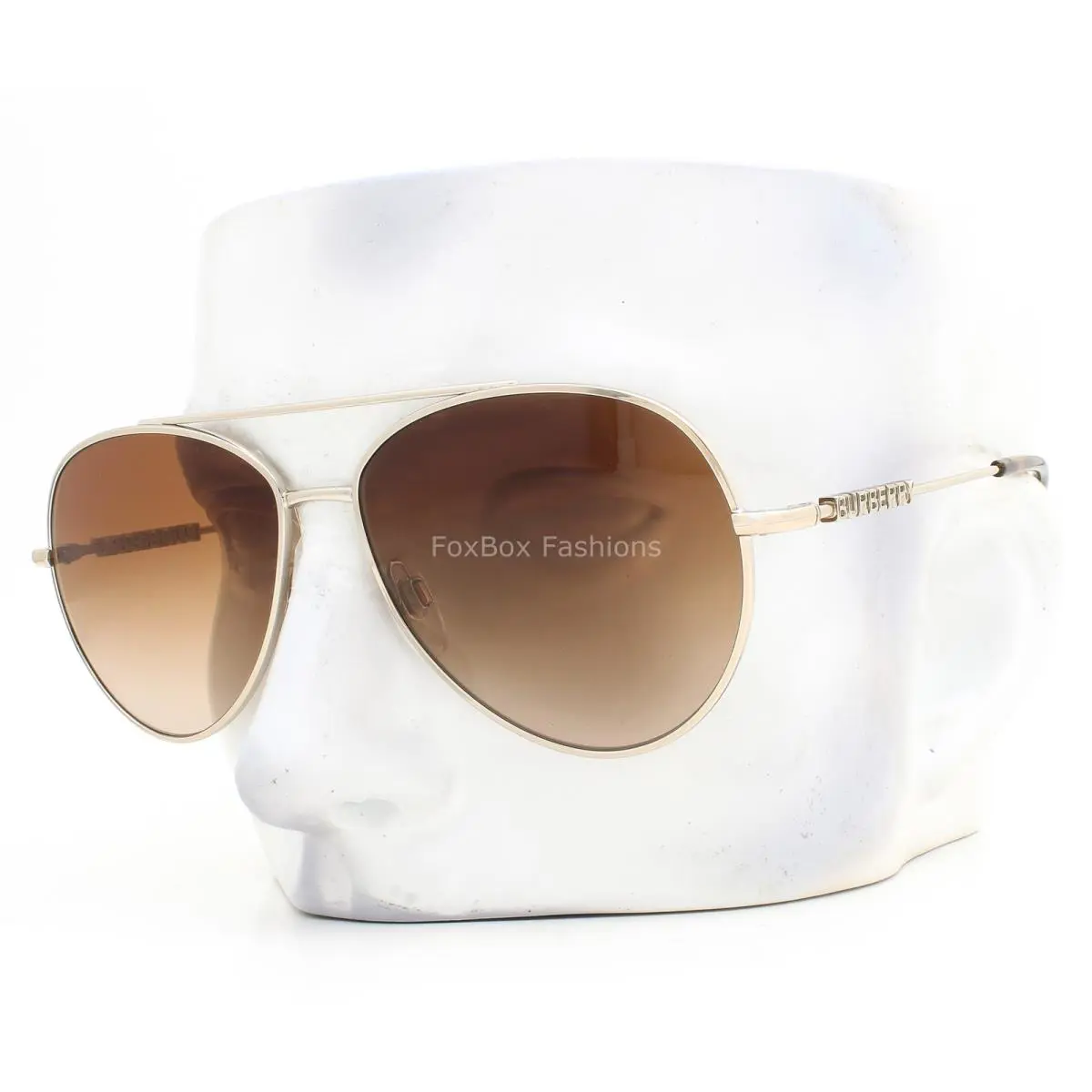 Burberry Pilot Sunglasses BE 3147 1109/13 Shiny Light Gold Brown Tint with Case
