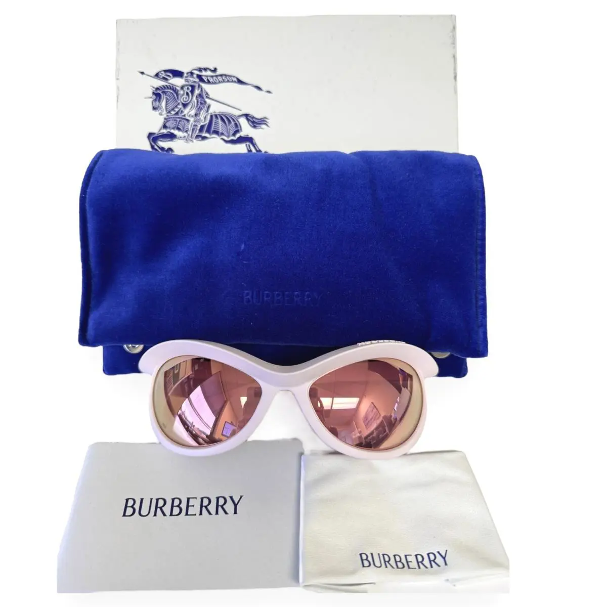 Burberry Sunglasses B 4428-U 4108/E4 Matte Rubberized Baby Pink Mirrored W/case