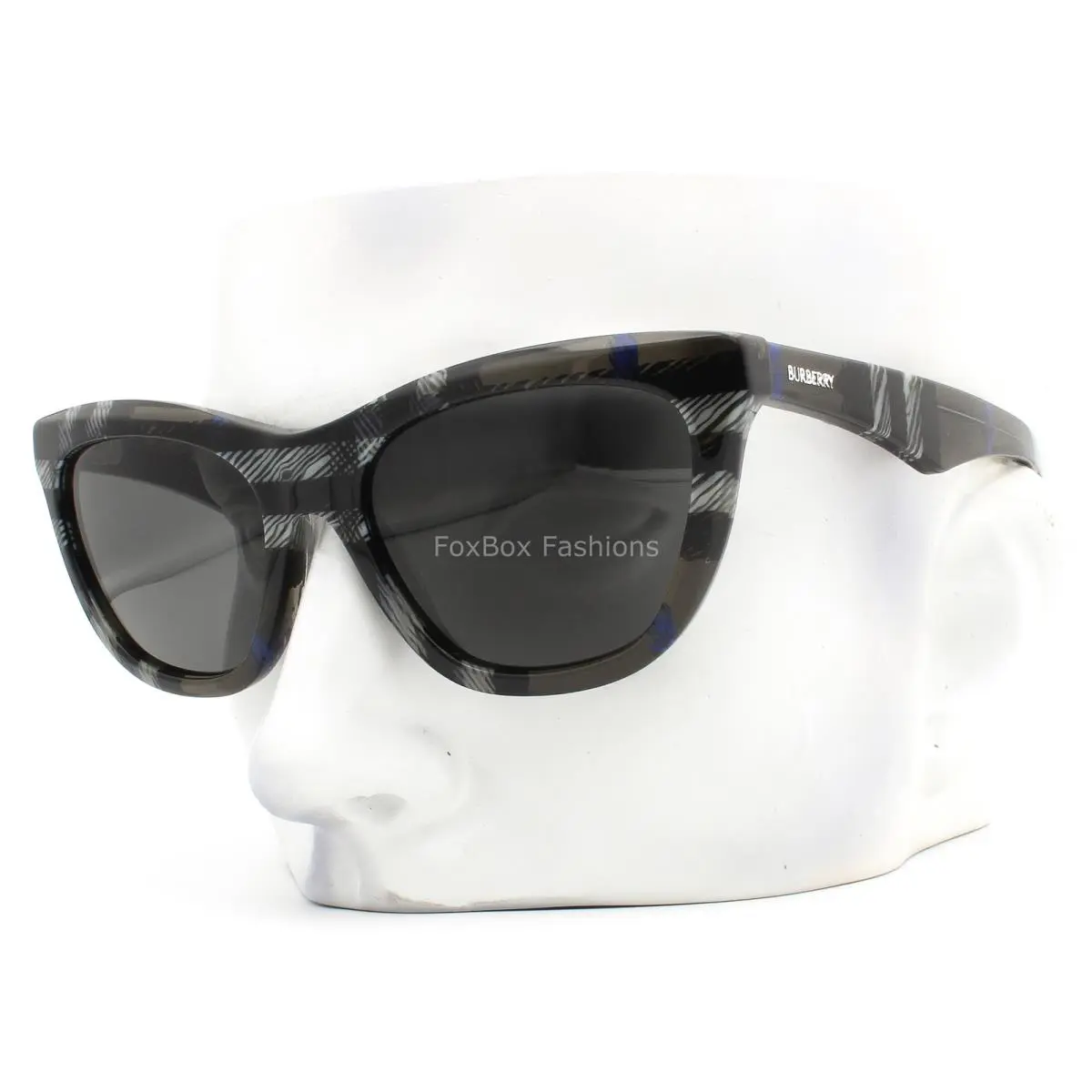Burberry Sunglasses BE 4435 4147/87 Transparent Gray Black Blue Check with Case