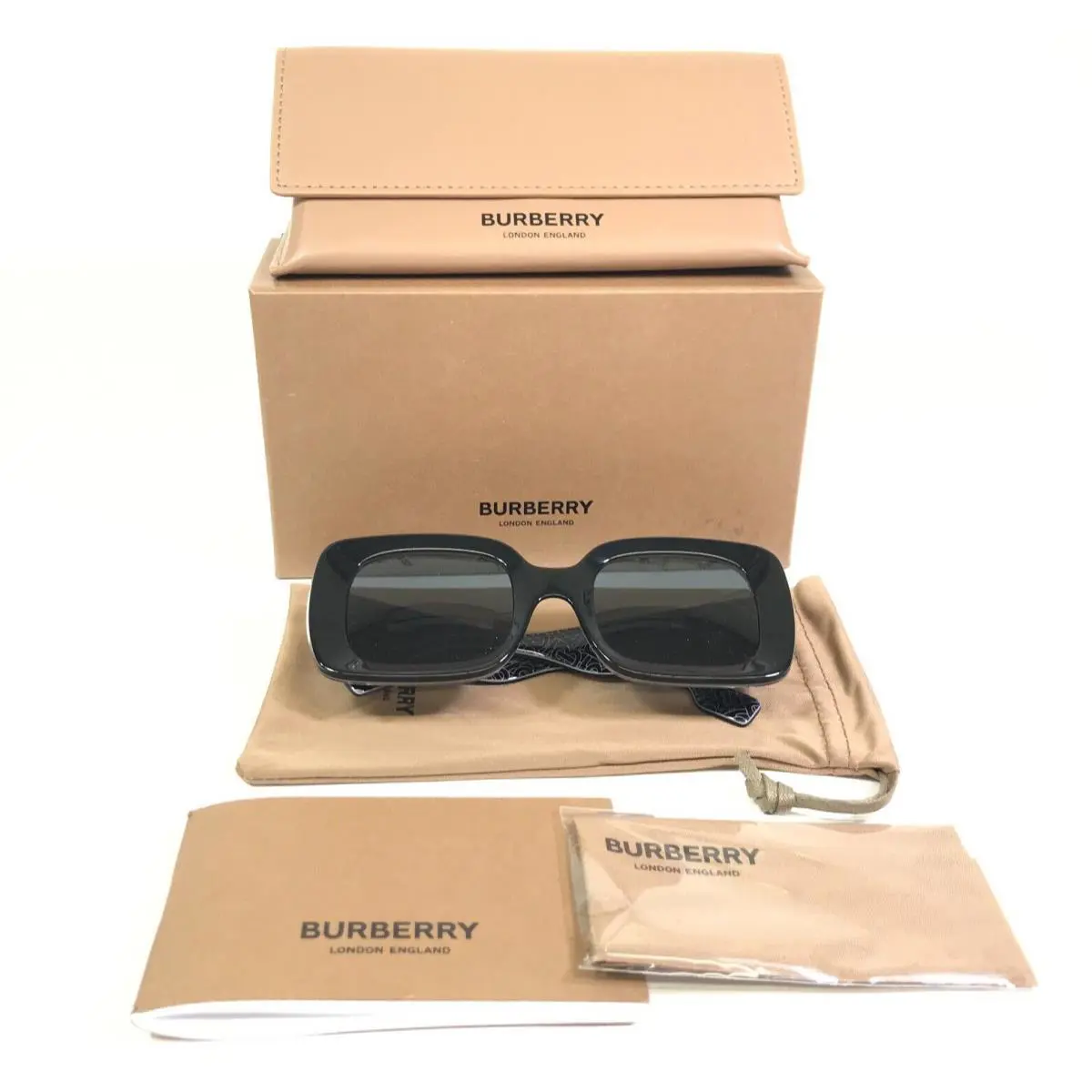 Burberry Sunglasses Delilah B4327 3977/87 Black Gloss Gold Thick Rim 51-23-140