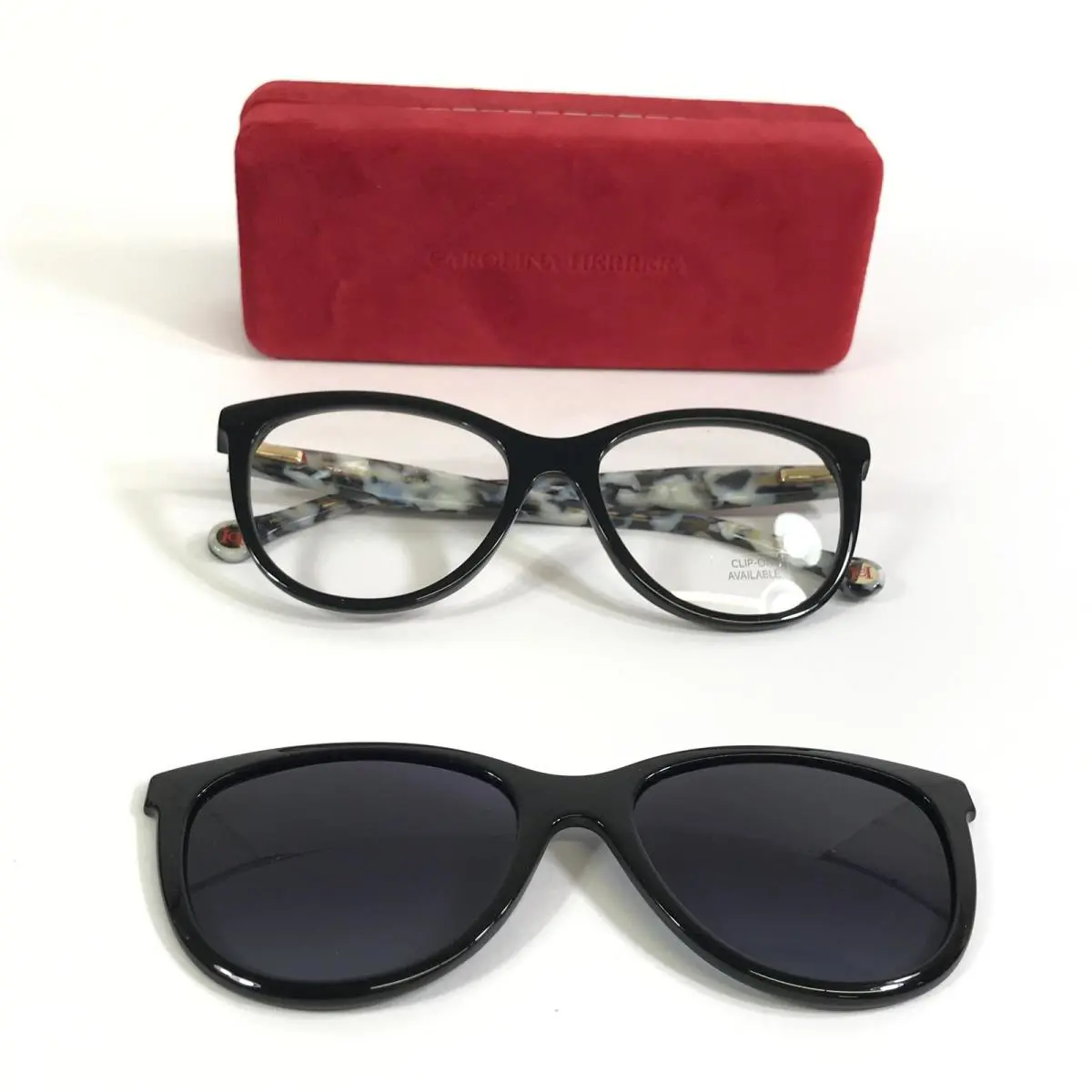 Carolina Herrera Eyeglasses Frames HER0299/G 80799 Black with Clip Ons 54-17-140