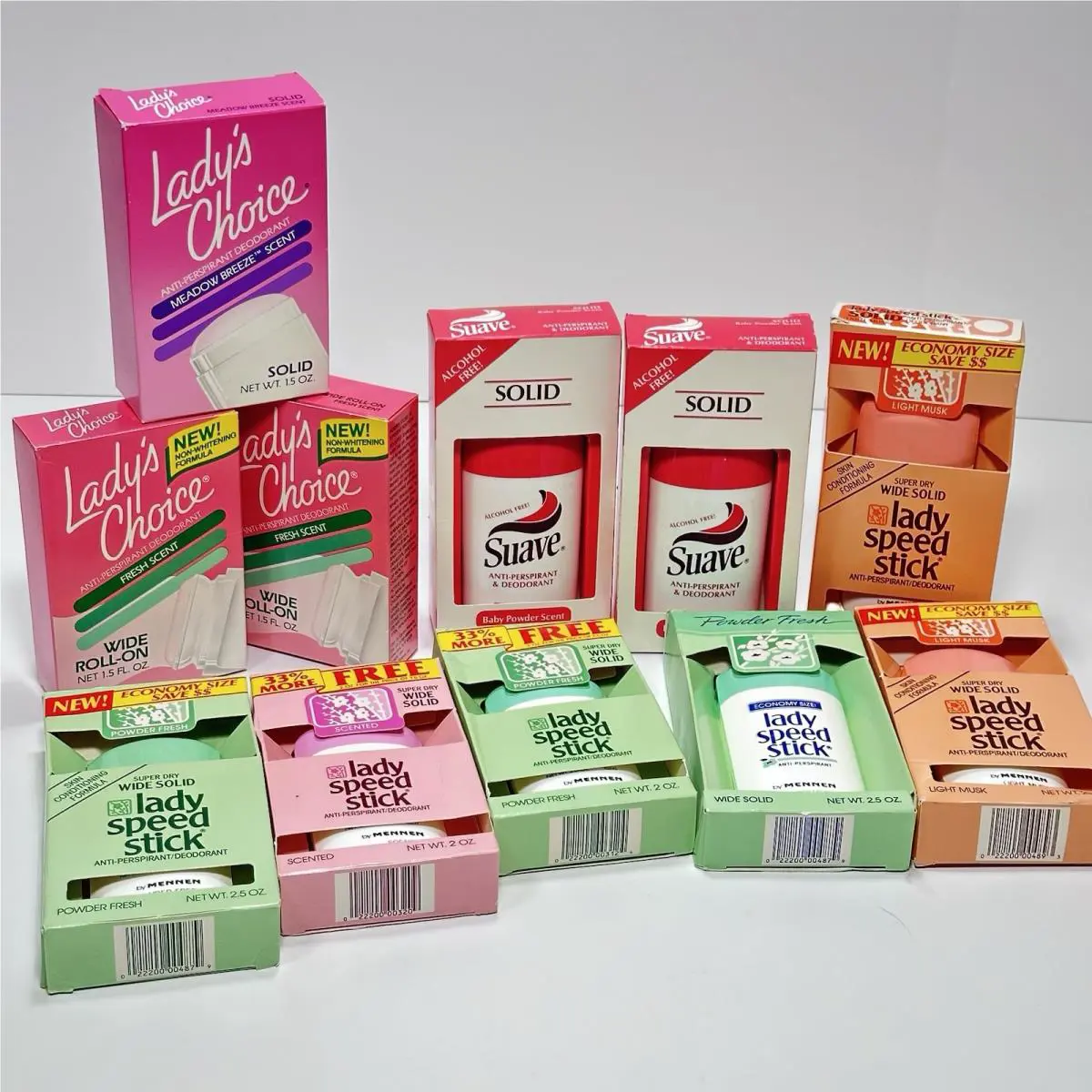 Vintage Nos Deodorant Lot of 11 Lady Speed Stick Suave 1980s Movie Prop