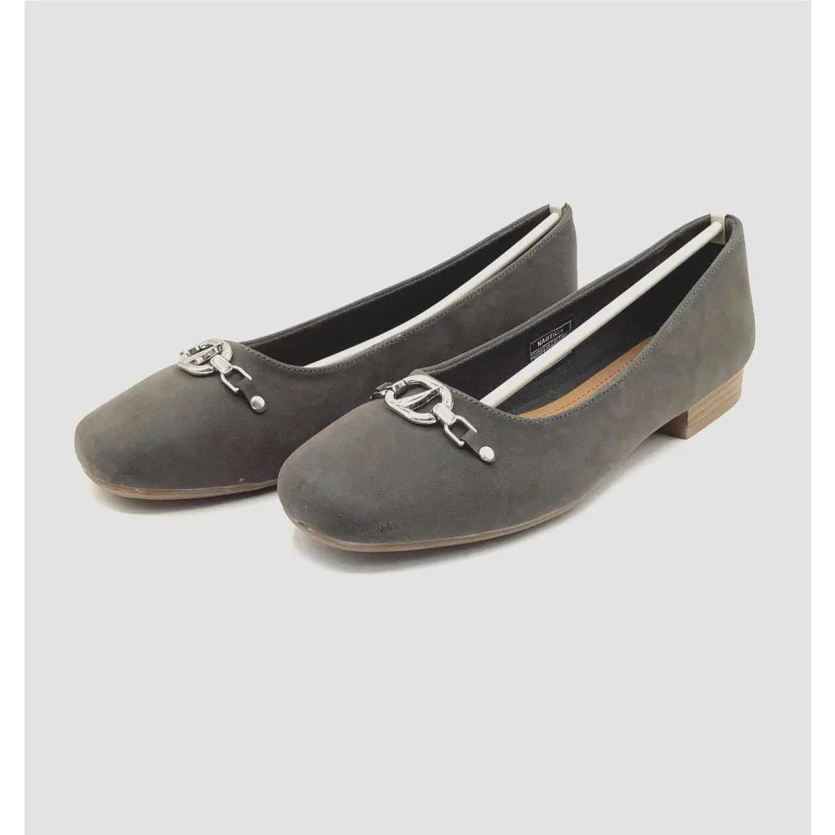 Nautica Women`s Flat Slip On Ballet Comfortable Moccasins Okner/grey Size 8.5