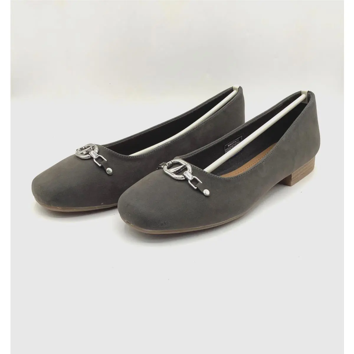 Nautica Women`s Flat Slip On Ballet Comfortable Moccasins Okner/grey Size 9