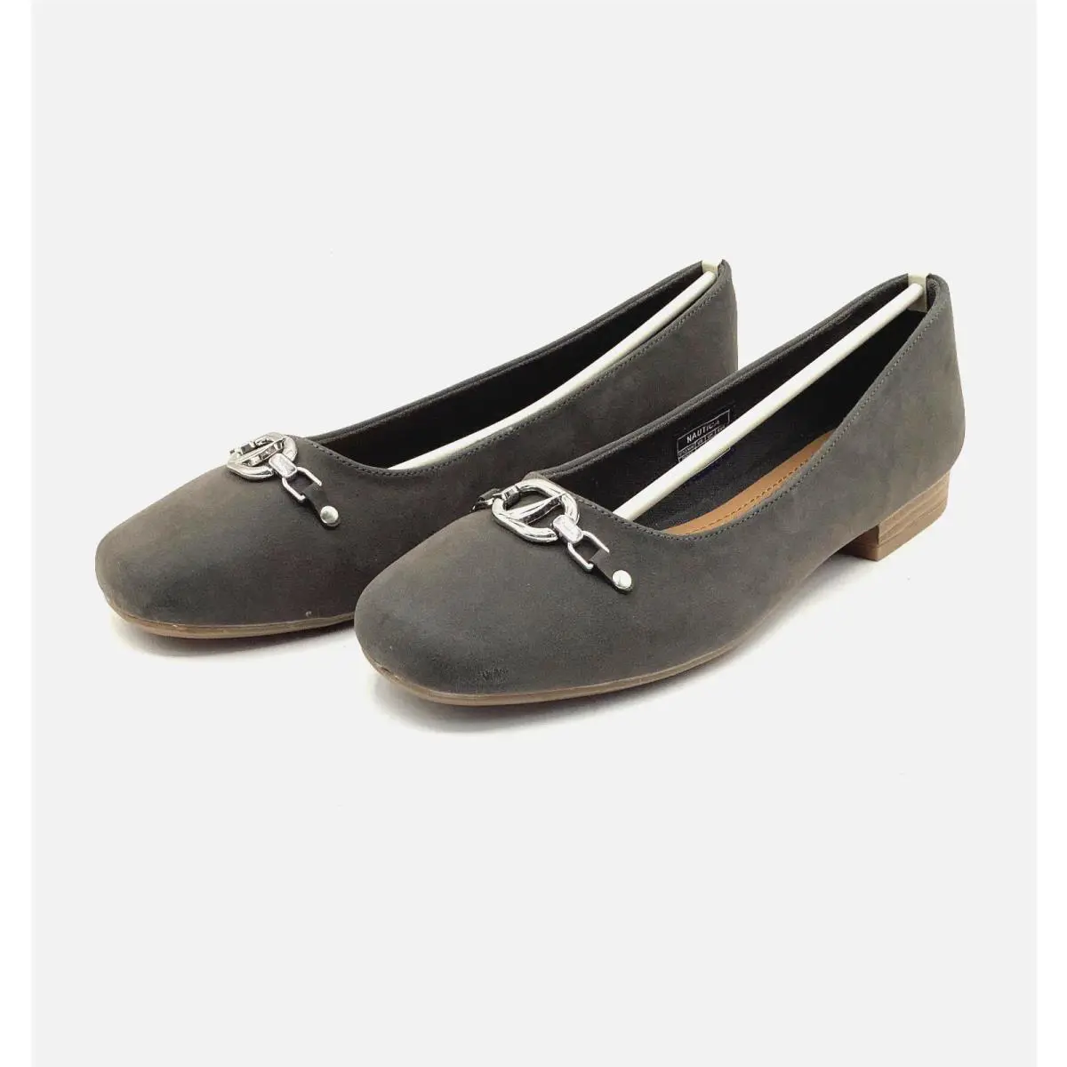 Nautica Women`s Flat Slip On Ballet Comfortable Moccasins Okner/grey Size 10