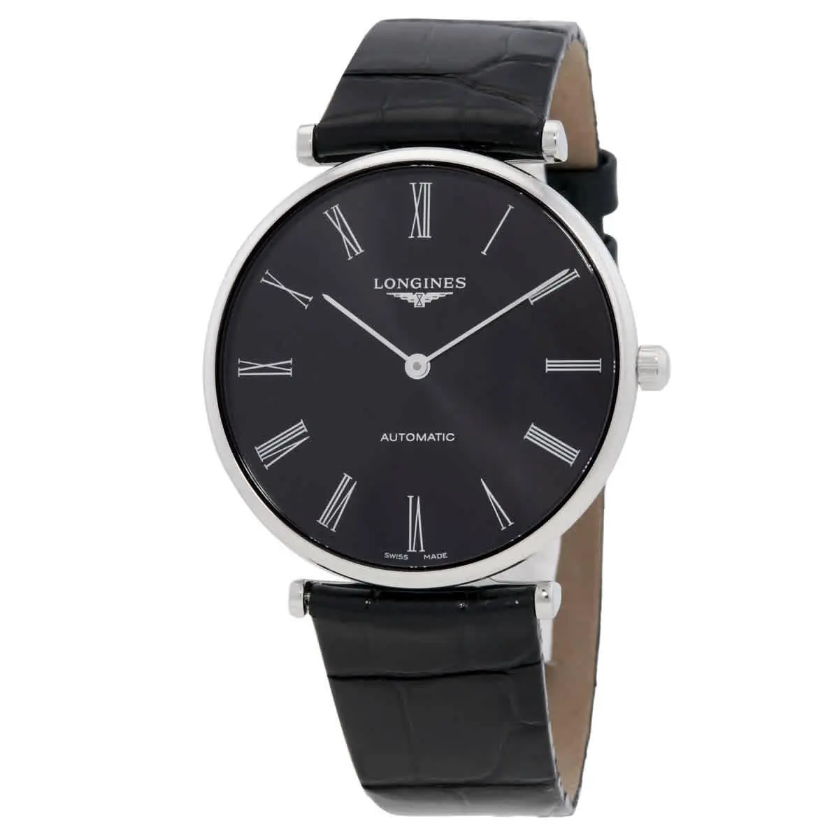 Longines La Grande Automatic Black Dial Ladies Watch L4.918.4.51.2 - Dial: Black, Band: Black, Bezel: Silver