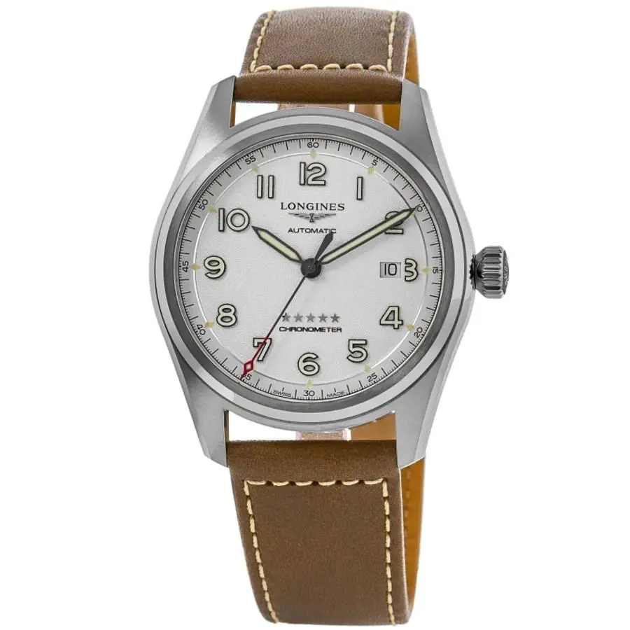 Longines Spirit Automatic Silver Dial Leather Men`s Watch L3.811.4.73.2