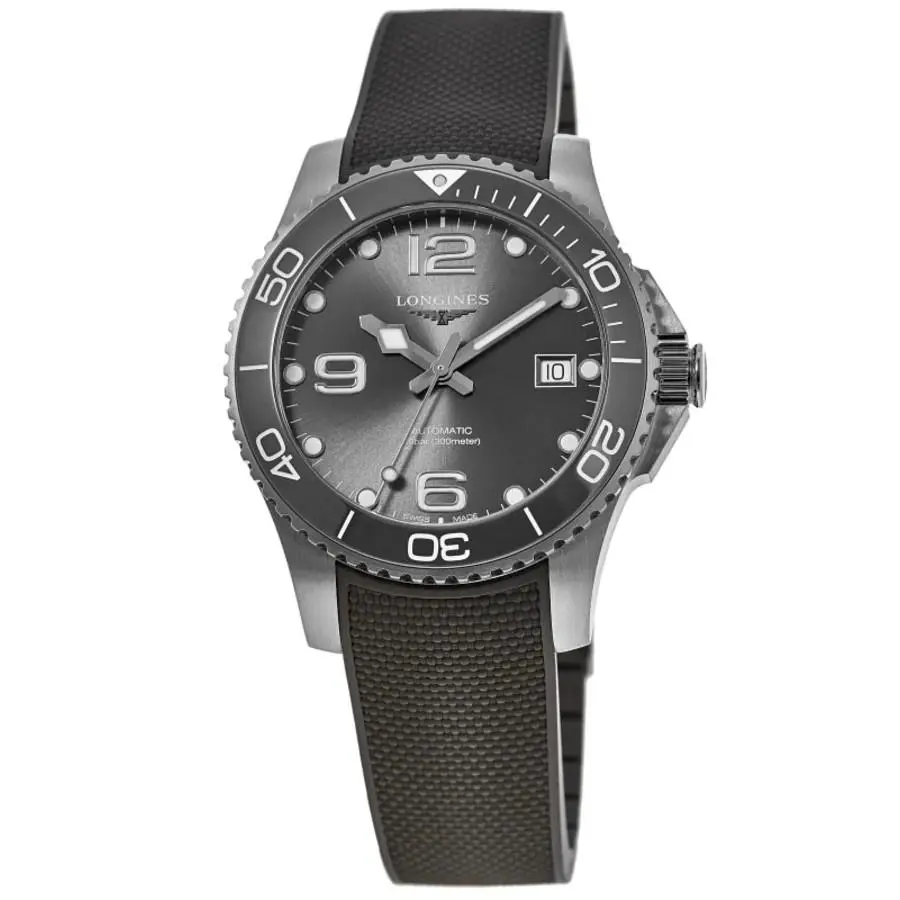 Longines Hydroconquest Automatic Grey Dial Men`s Watch L3.781.4.76.9 - Face: Grey, Dial: Grey, Band: Grey