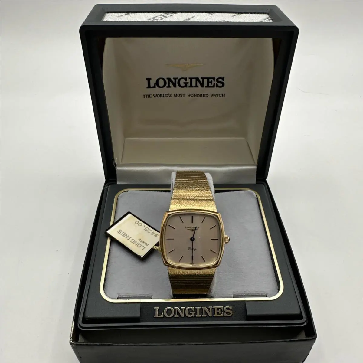 Vintage Longines Slim Square TV Swiss Quartz Watch 31mm Gold Plate