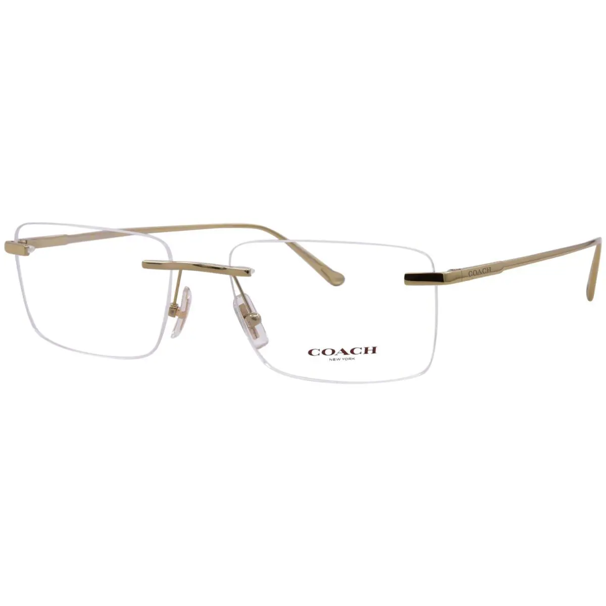 Coach HC5196TD 9441 Titanium Eyeglasses Men`s Shiny Gold Rimless Style 56mm