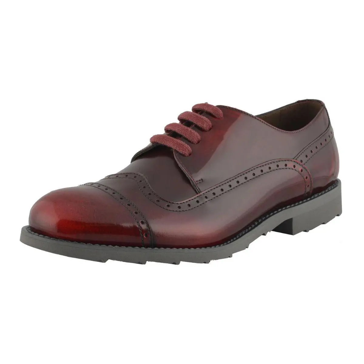 Dolce Gabbana Men`s Burgundy Wing Tip Leather Oxfords Shoes US 8.5 IT 7.5 EU 4 - Burgundy
