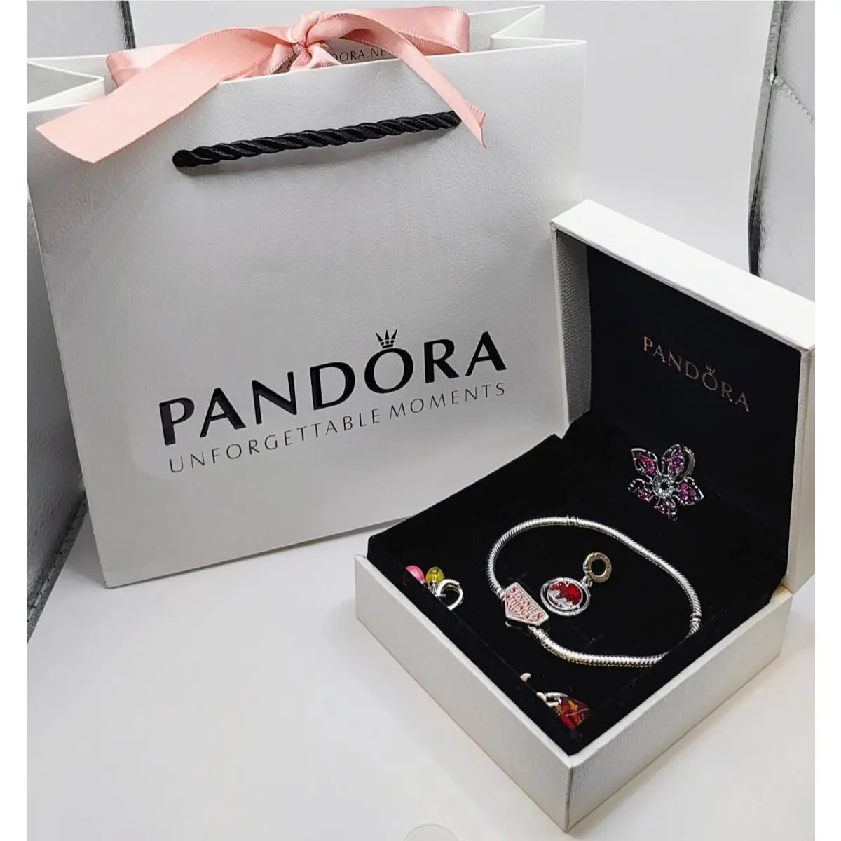 Pandora Stranger Things S925 Snake Chain Bracelet with Charms/box/bag Included