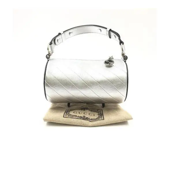 Gucci Blondie Silver Metallic Calfskin Blondie Mini Barrel Bag