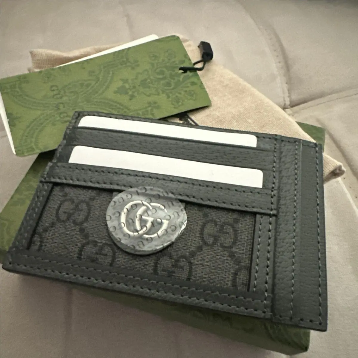 Card Holder Ophidia GG Card Case Supreme Canvas Gray by Gucci