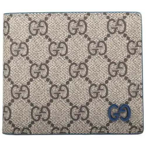 Gucci GG Supreme Coated Canvas Blue Leather Interior Bifold Wallet W/box