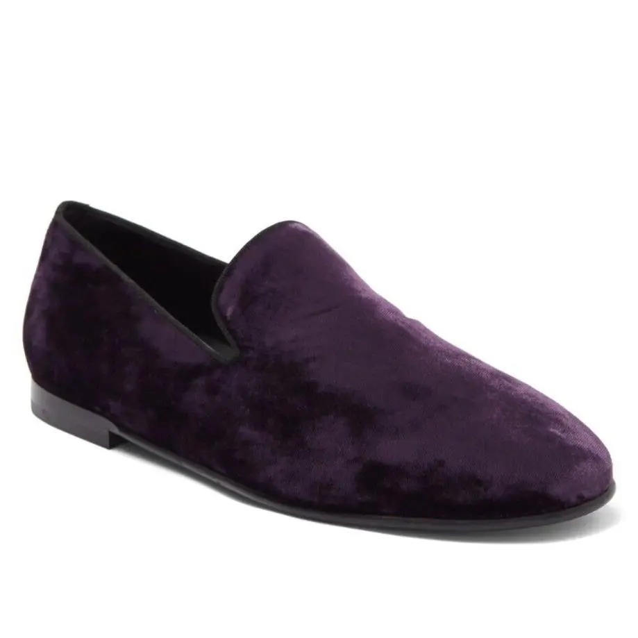 Dolce Gabbana Mens Velvet Slippers Loafer Shoes Moccasin Purple Size 9 - Italy
