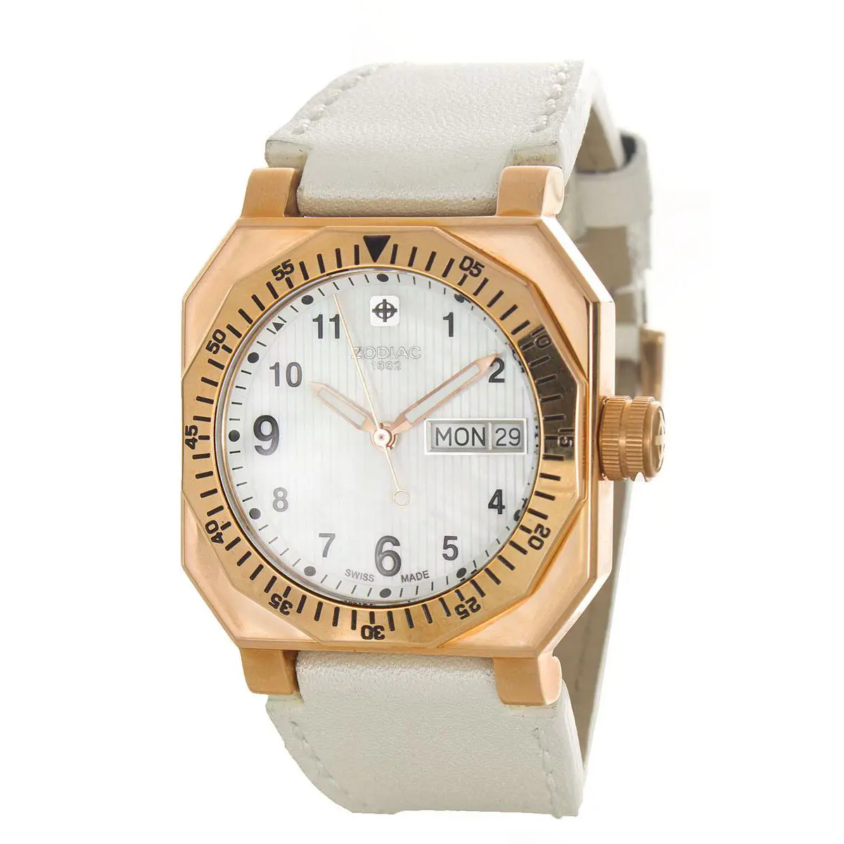 Zodiac Women`s Mother of Pearl Day/date Interchangeable Bezel Watch ZO8804
