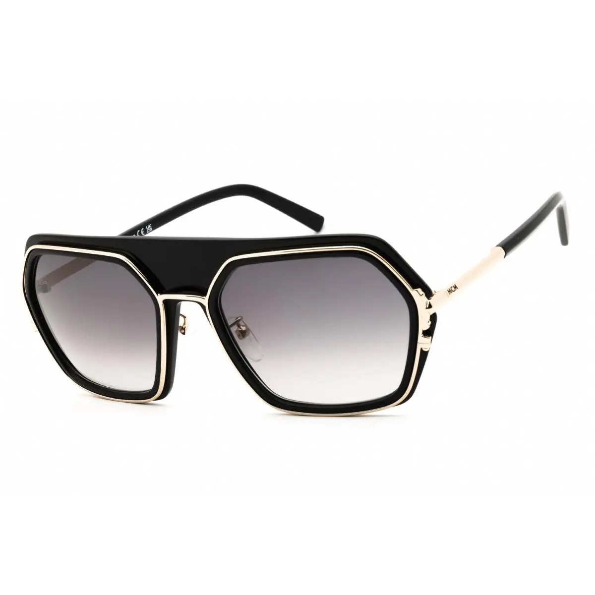 Mcm MW0018 H 01B Sunglasses Shiny Black Frame Gradient Smoke Lenses 56mm