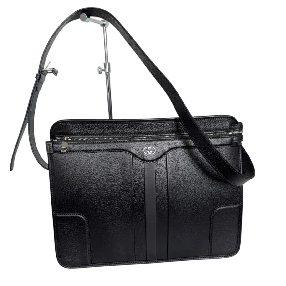 Gucci 735111 Black Saffiano Leather Shoulder Bag Messenger Unisex Luxury