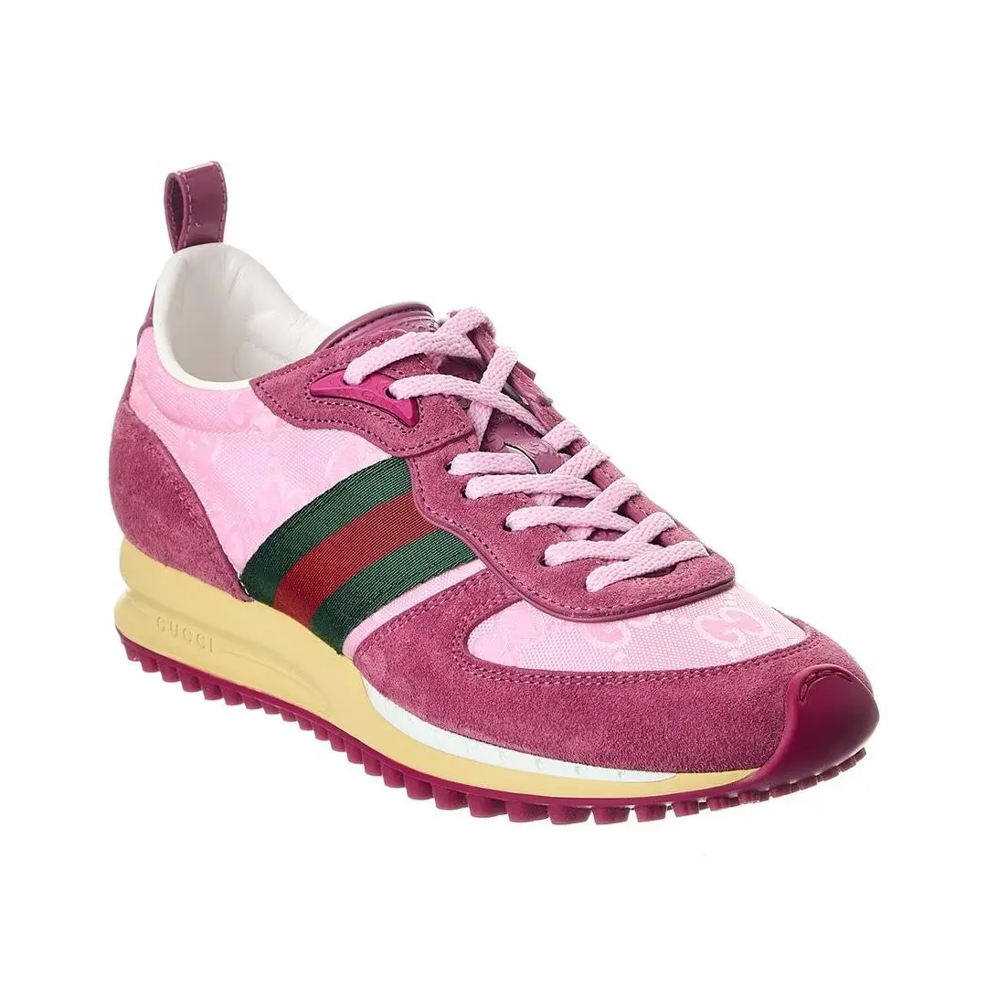 Gucci Re-motion Gg Nylon Suede Sneaker Women`s Pink 35