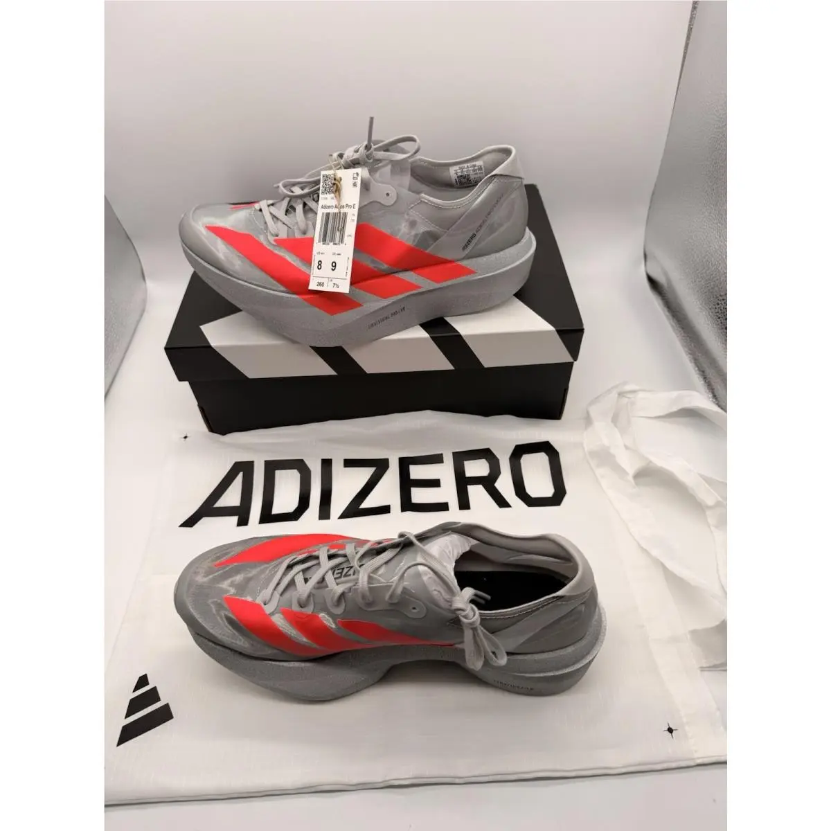 Adidas Adizero Adios Pro Evo Two Sneakers JR7259 Grey Running Trainers Men Sz 8