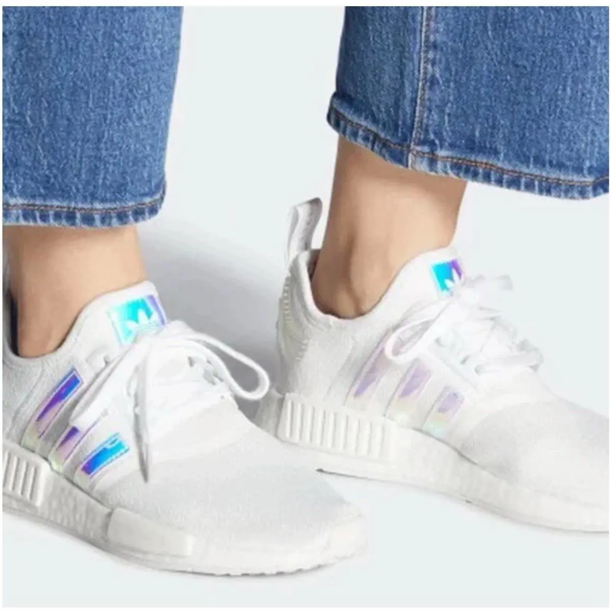Adidas Originals NMD_R1 W White Iridescent Holographic Sneakers FY1263 6.5