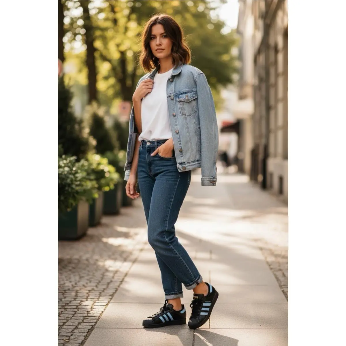 Adidas Superstar II JS1338 Sneakers Women`s Wide Core Black Ash Blue Size 7