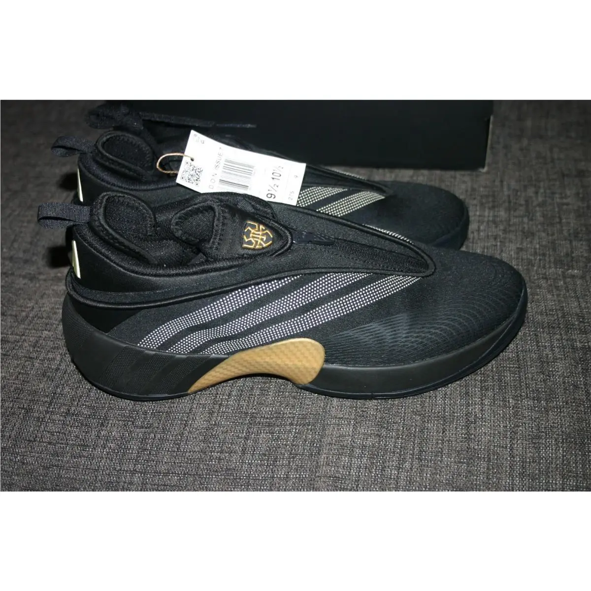 Adidas Don Issue 7 Basketball Shoes Men`s Black Gold - JQ9435 Size 9.5