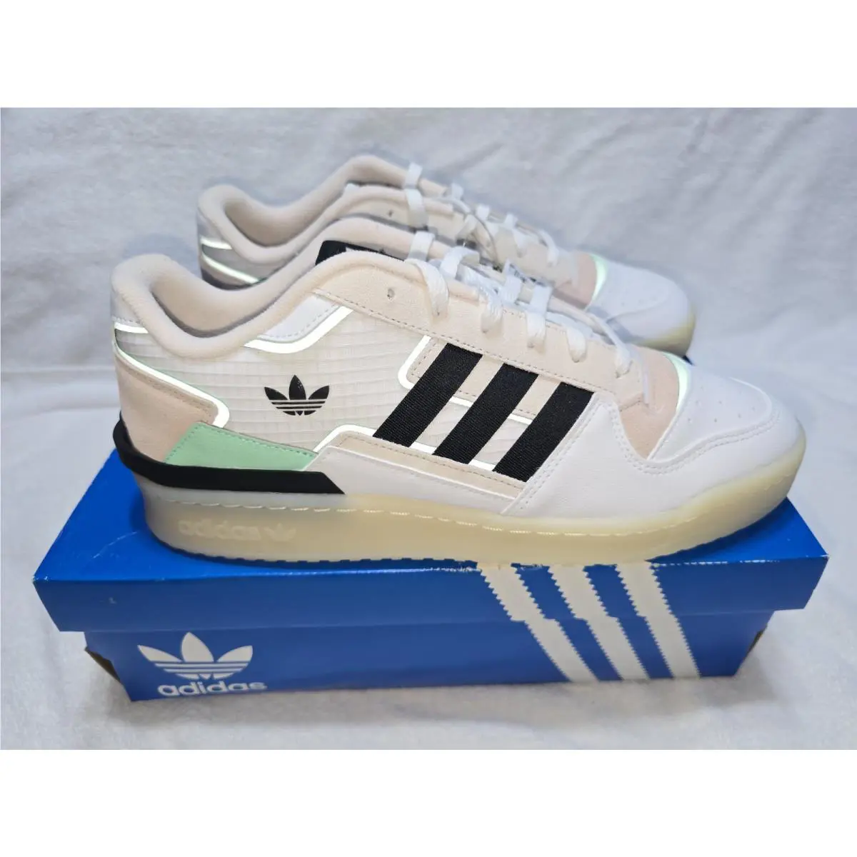 Adidas Forum Exhibit Low 2 Men`s Size 11.5 White Black Mint Green HQ7110