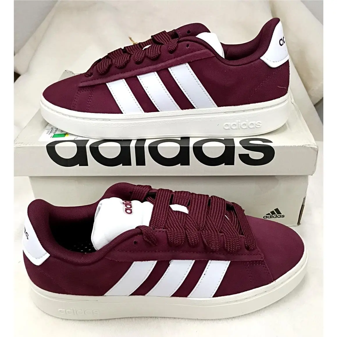 Adidas Grand Court Alpha 00s Sneakers Purple Fat Laces Y2K Men`s Sz 9 w/ Box