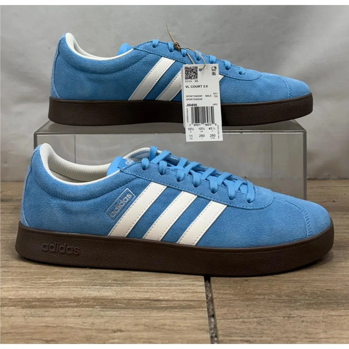 Adidas VL Court 2.0 Mens Size 11 Blue Suede Sneakers Casual Shoes
