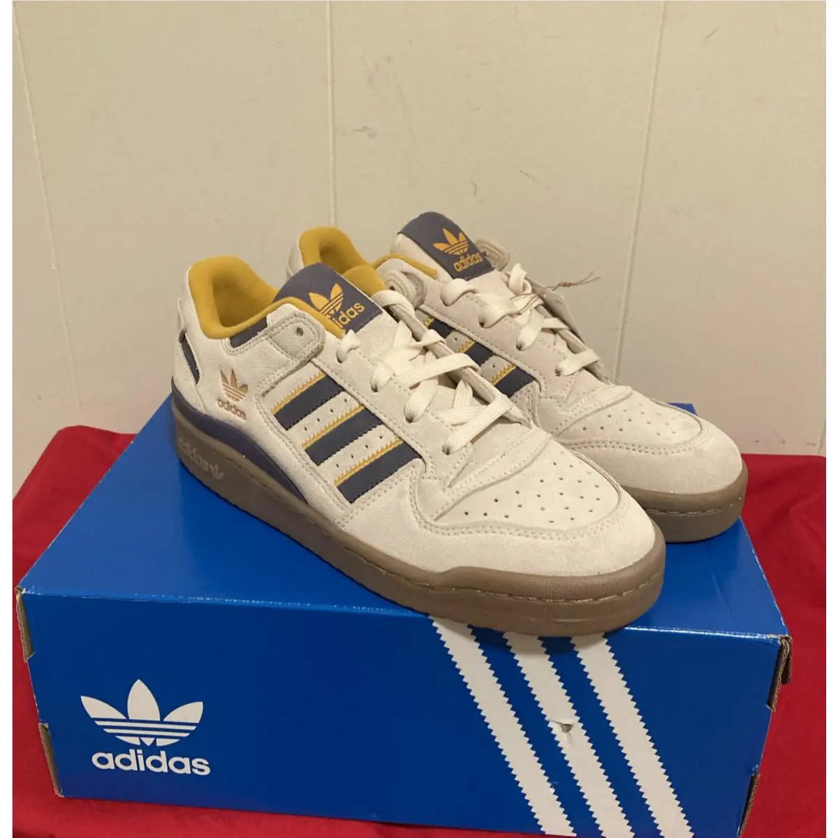Adidas Forum Low CL Sneakers White Purple Yellow Men 8 Women 9.5