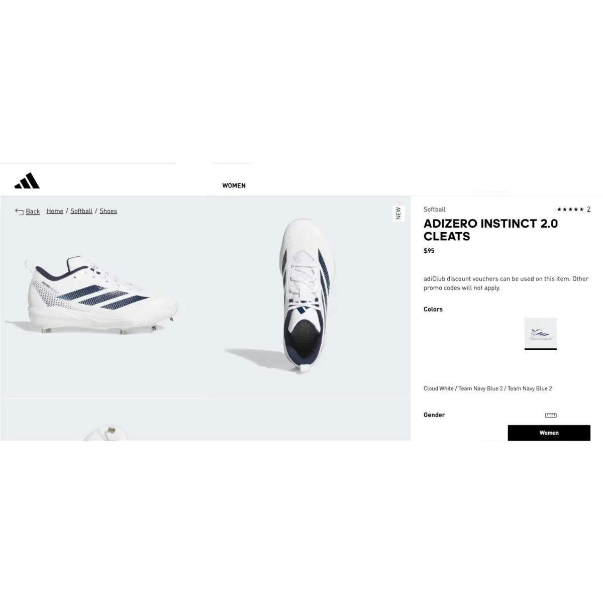 Adidas shoes - Adidas Adizero Instinct 2.0 Softball - White 0