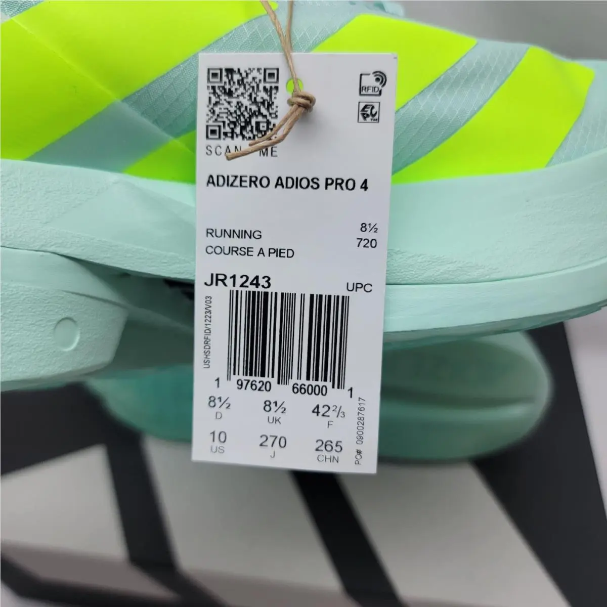 Adidas shoes - adidas Adizero Adios Pro 4 - JR1243 - Semi Flash / Aqua / Lucid Lemon (UPC: 197620660001) 8