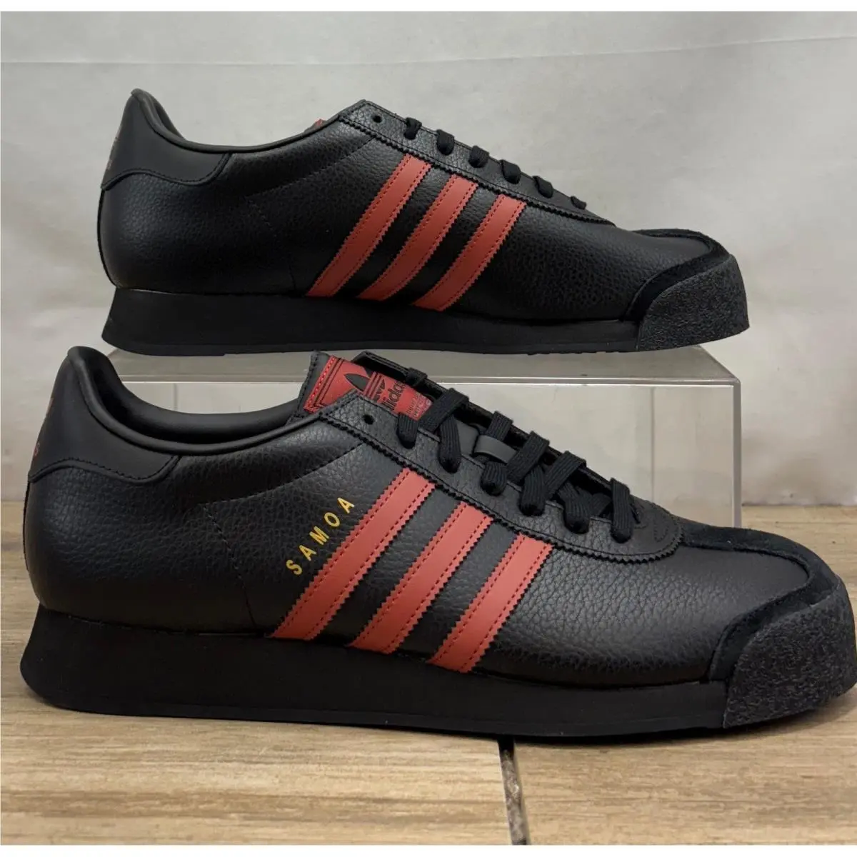 Adidas Samoa Originals Mens Size 13 Leather Sneakers Shoes Black Red