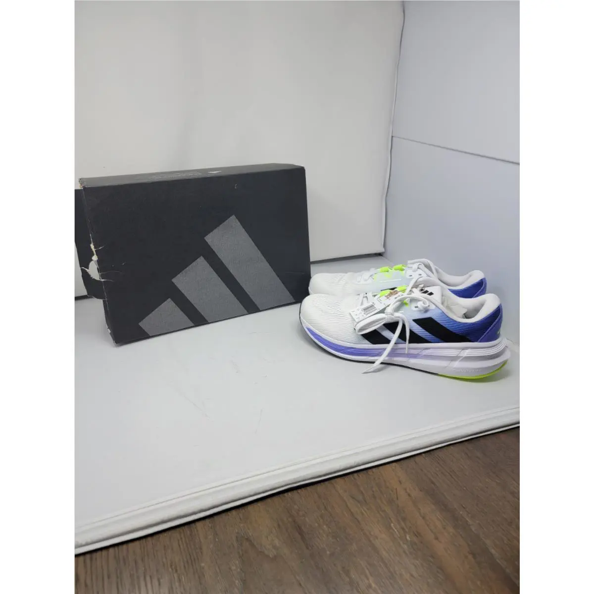 Adidas Men`s Questar 3 Running Shoes Lucid Blue/cloud White/lucid Lemon Sz 12