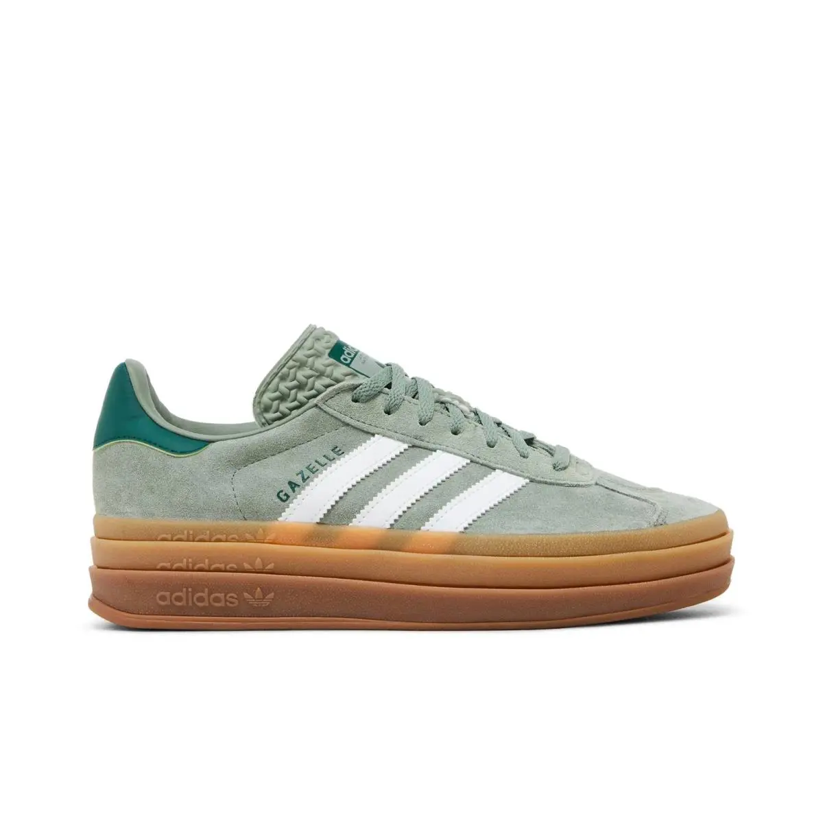Adidas Gazelle Bold Womens Size 9.5 Silver Green Gum Shoes ID6998 - Silver Green/Cloud White/Collegiate Green