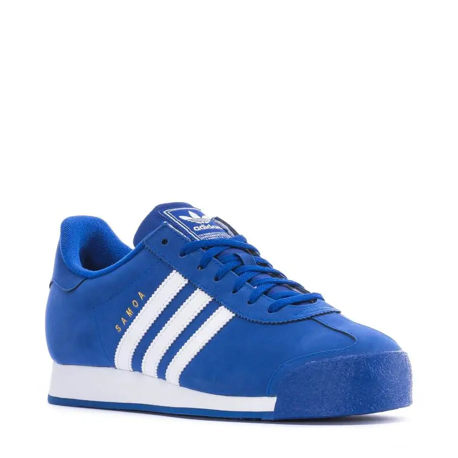Adidas Samoa Low Lace-up Casual Sneaker Trainer Men Shoes Blue/white Size 9 - (Nubuck) Blue/White - FV4985