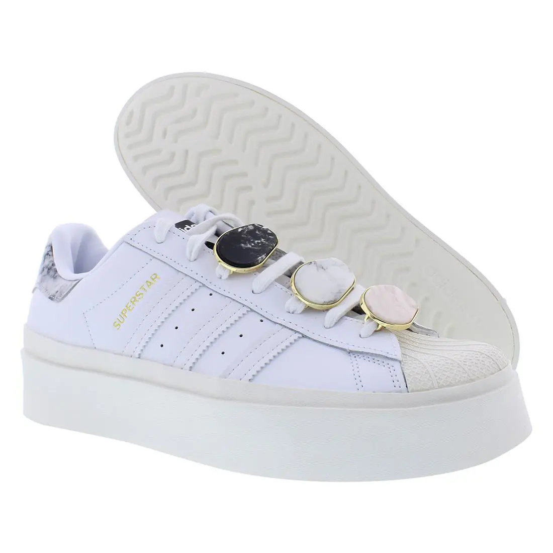 Adidas Superstar Bonega Womens Shoes Size 9.5 Color: Cloud White/cloud - Cloud White/Cloud White/Gold Metallic, Main: White