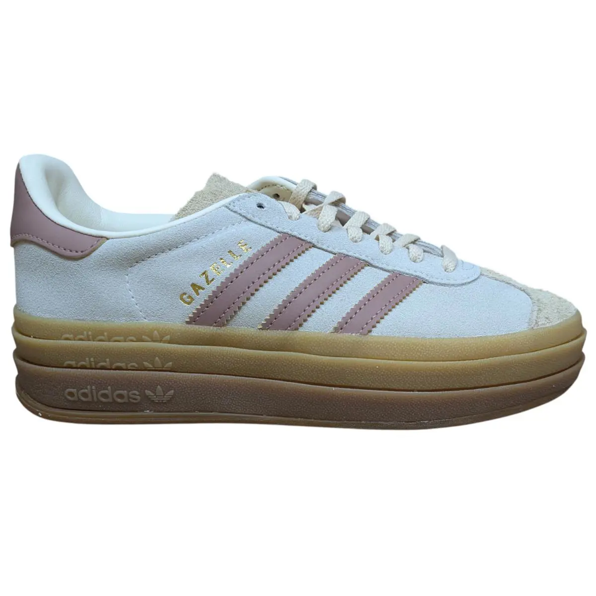 Adidas Women`s Gazelle Bold - Cream Sand Strata Gum - US Size 6 - JS3893 - White