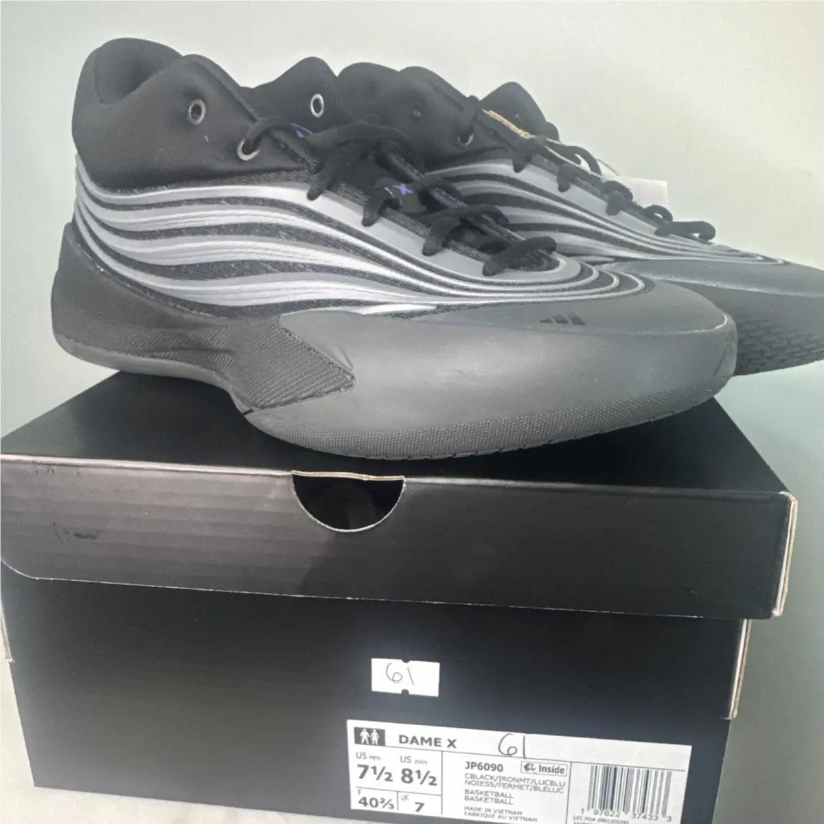 Adidas Dame X Brookfield JP6090 Basketball Sneaker Black Synthetic 2025 Mens 7.5
