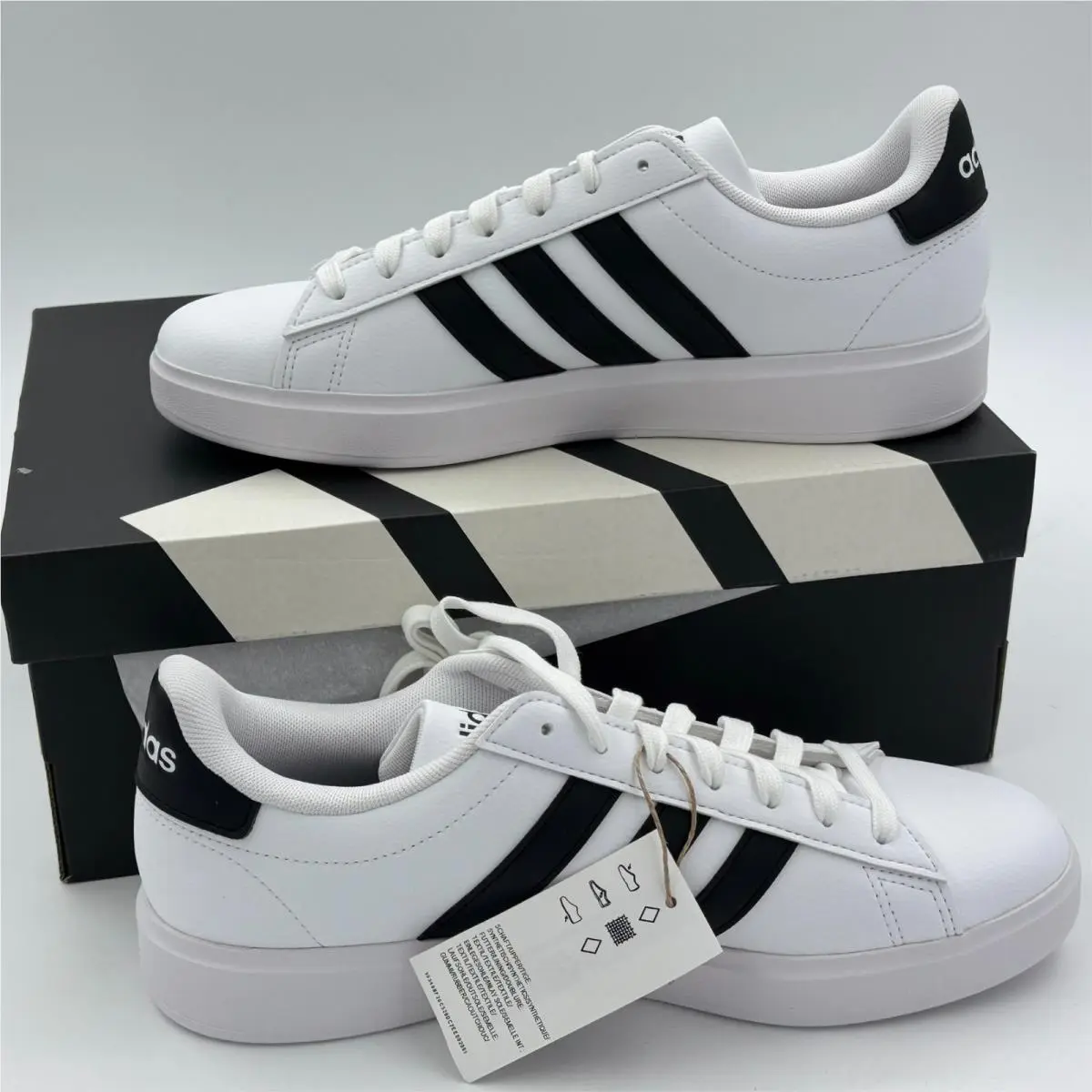 Adidas Men`s Grand Court 2.0 Sneakers Cloud White Black US Size 8.5