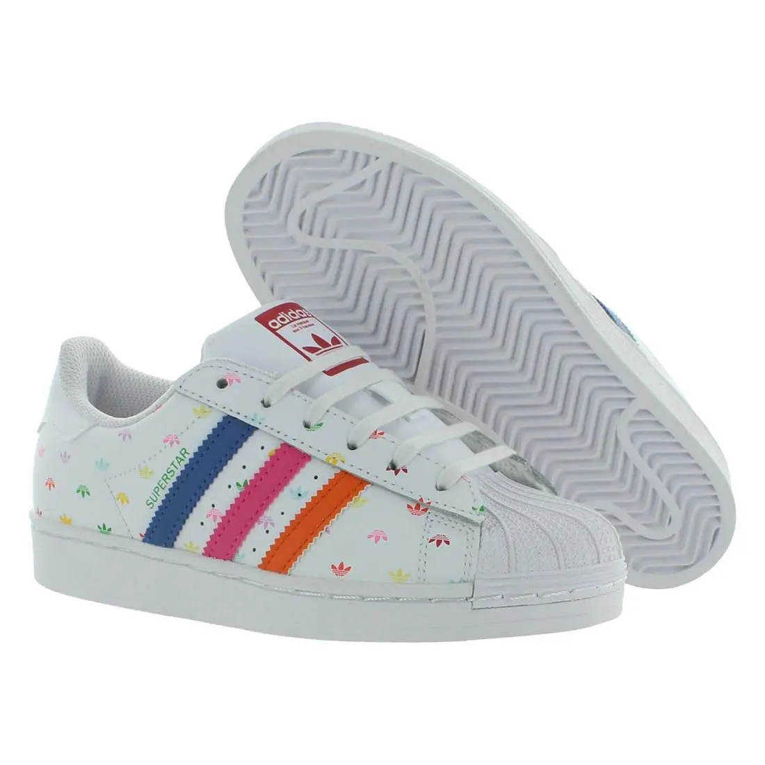Adidas Superstar PS Girls Shoes Size 3 Color: White/multi Color - White/Multi Color, Main: White