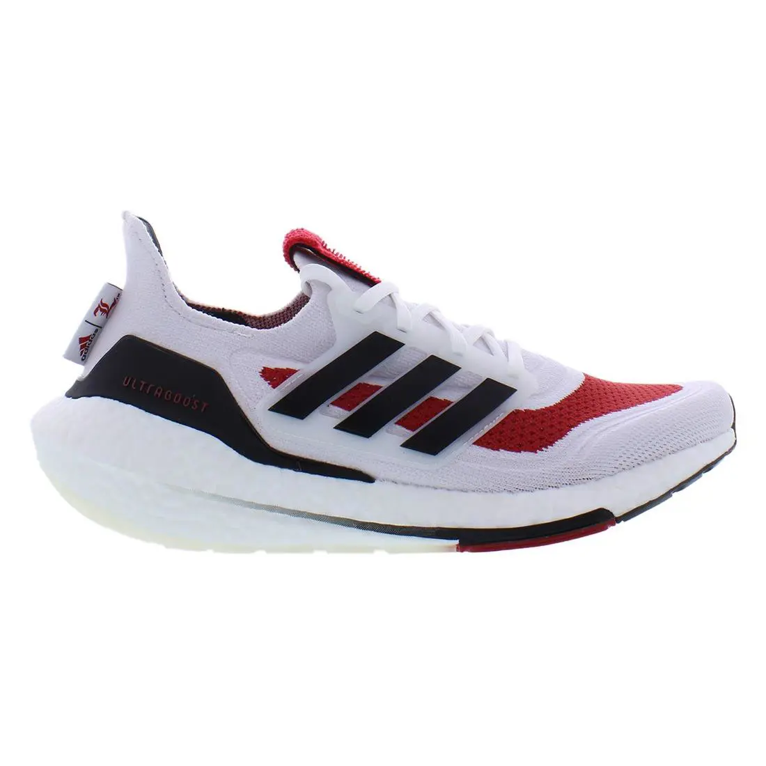 Adidas Ultraboost 21 Unisex Shoes Size 12.5 Color: White/red/black - White, Main: White