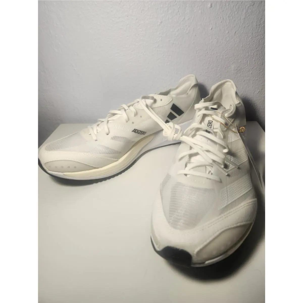 Size 10 - Men`s Adidas Adizero Adios 7 Low White