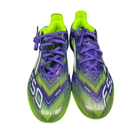 Adidas F50 Football Soccer Cleat Purple Neon Green Sprint Web Compression Fit 10
